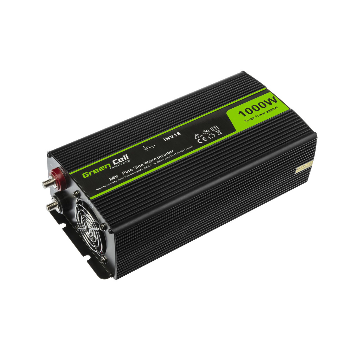 Siinus inverter 1000W, 24V : 220V greencell 6